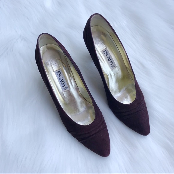 Escada VINTAGE Burgundy Suede Pumps - Picture 3 of 8